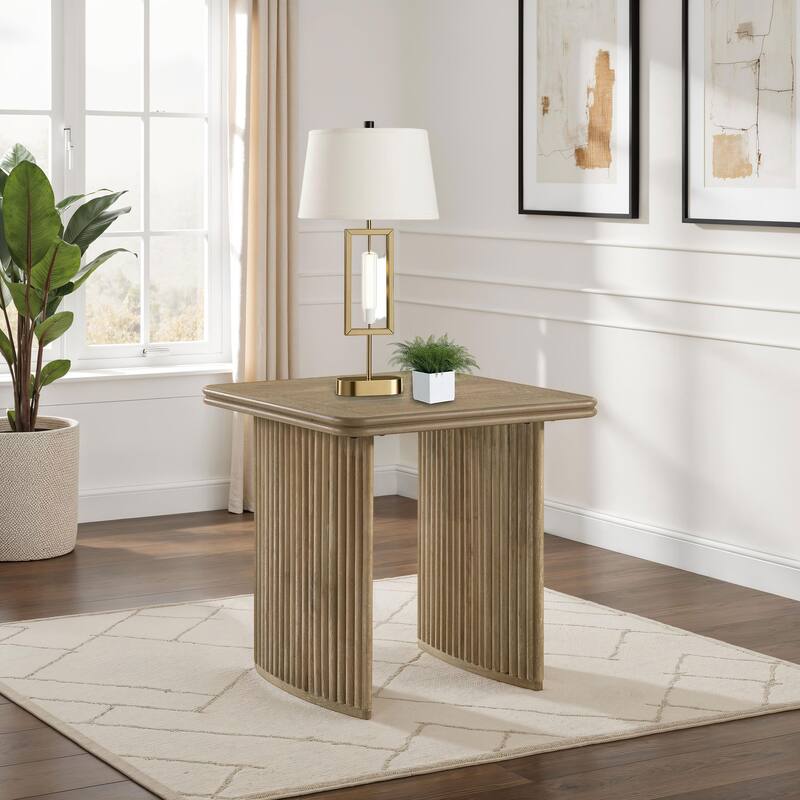 Adina Square Wood Side End Table Distressed Light Brown - 23.75'' x 23.75'' x 24''