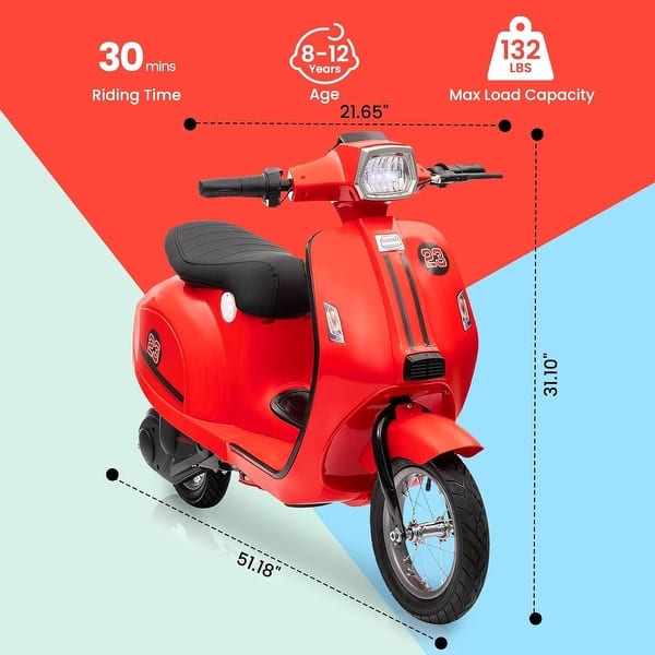 dimension image slide 1 of 2, Electric Motorcycle for Big Kids, 24V 350W Kids Ride on Moped