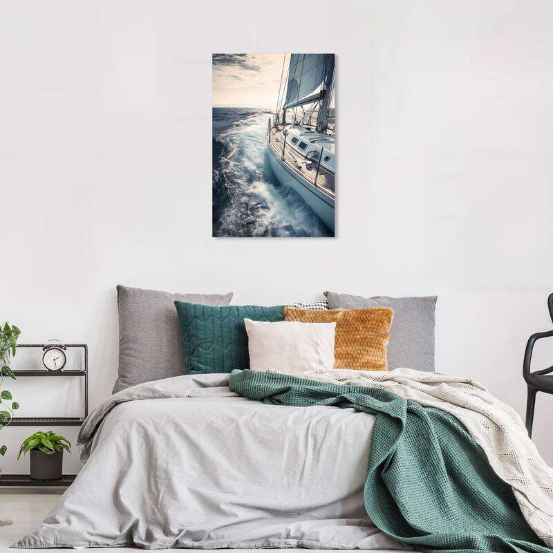 Wynwood Studio Canvas Transportation Sea Life Pleasures II Gray and Nautical & Coastal Wall Art Canvas Print