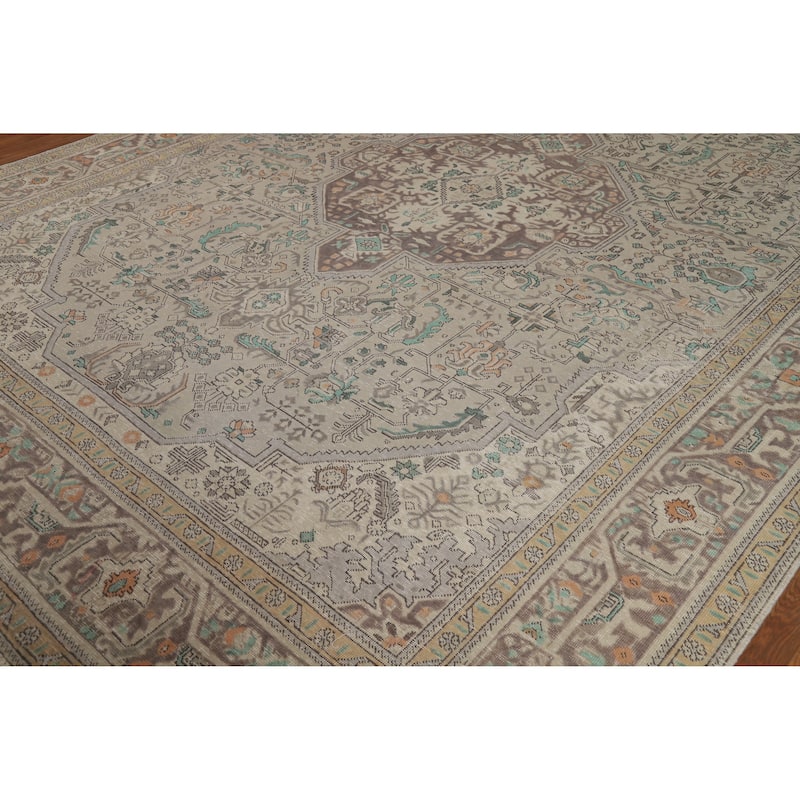 Tabriz Persian Vintage Area Rug Hand-Knotted Bedroom Wool Carpet - 9'6" x 12'8"