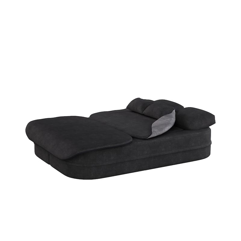 75''2-in-1 Foldable Sofa,Convertible Sleeper Foam Chenille Floor folding Sofa Bed with Multi Functional Blanket,Lounge Sofa