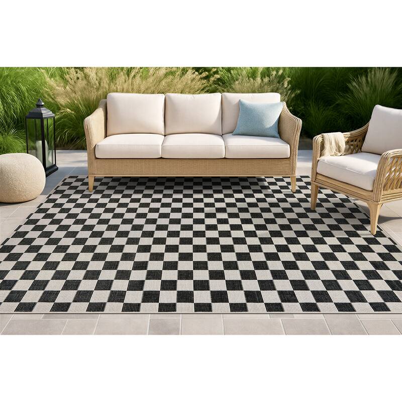 Bergamo Contemporary Floral Indoor/Outdoor Area Rug - 5'x7' - Gray