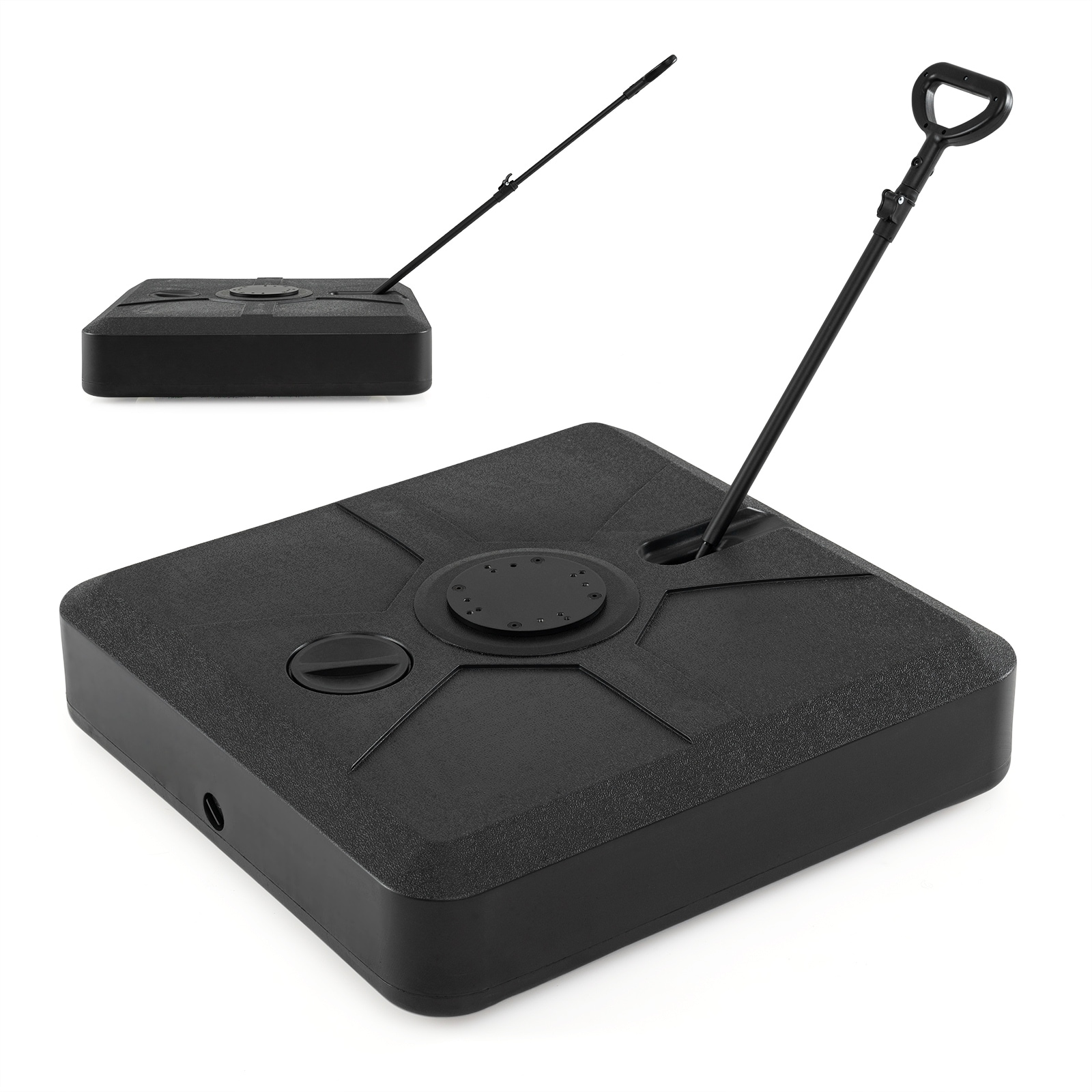 Costway Cantilever Umbrella Base with Wheels, Retractable Pull Rod, - 33” x 33” x 8” (L x W x H)