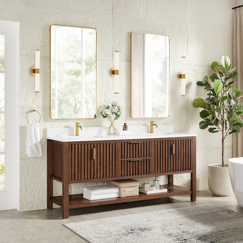 Tehran Bath Vanity with Composite Stone Top without Mirror