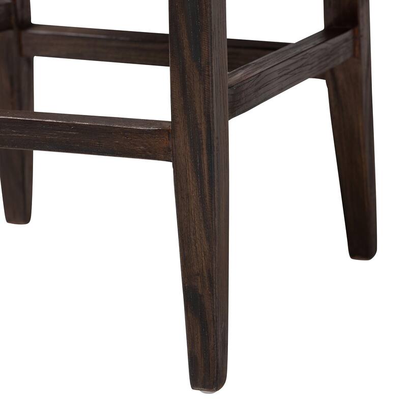 Fatima Natural Rattan Counter Stool with Cushion - Handwoven Wicker Stool with Basketweave Back and Seat, Coastal Boho Seating