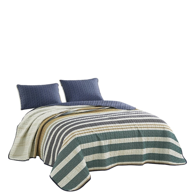 Shatex Madras 3 piece Bedding Comforter Set All-season Reversible Bed in a Bag