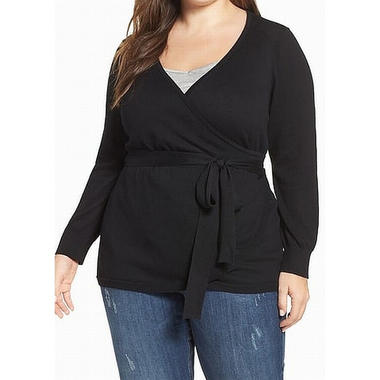 black wrap sweater women's