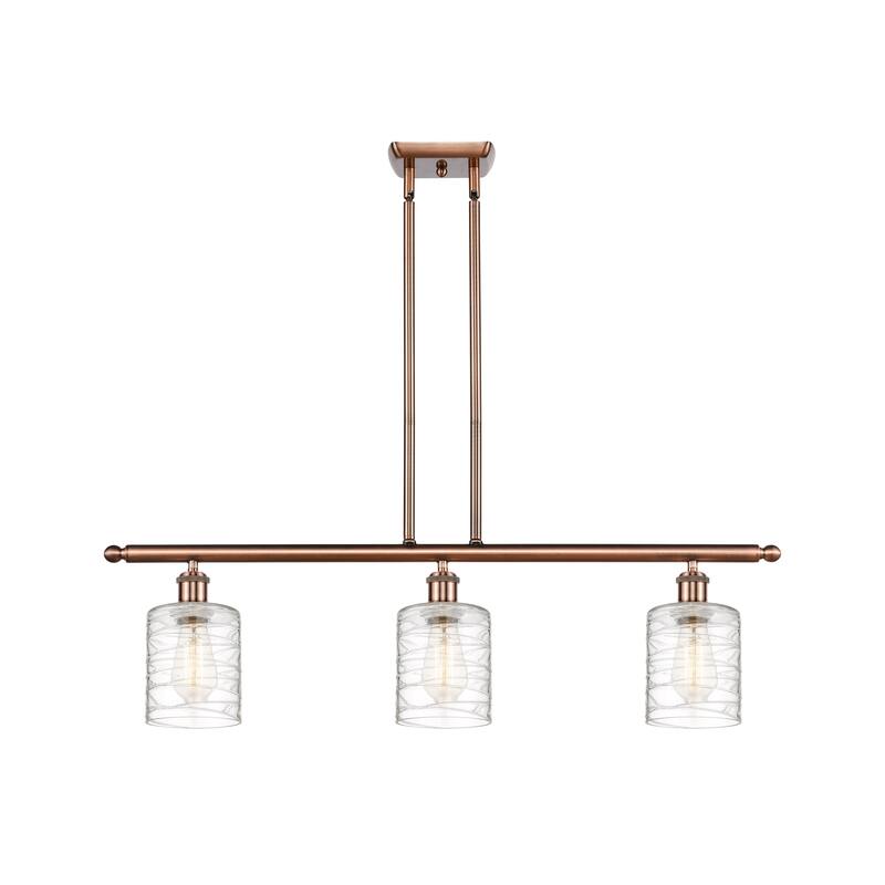 Innovations Lighting Ballston Cobbleskill - 3 Light 36" Island Light - Antique Copper