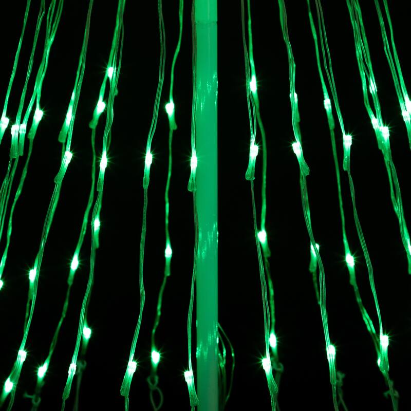 Lighted LED Multi-Function Outdoor Christmas Cone Tree - 9' - Green Lights - White