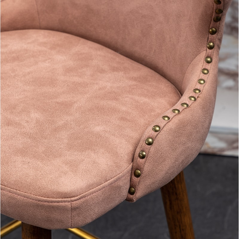 Roundhill Furniture Nevis Mid-century Modern Faux Leather Tufted Nailhead Trim Counter Stool Set of 2