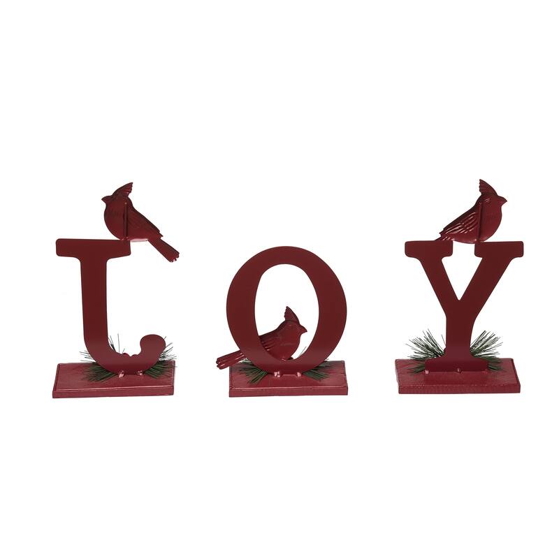 Transpac Metal 10.75 in. Red Christmas Cardinal Joy Stocking Holder Set of 3