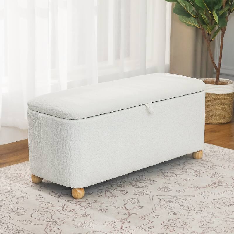 Adeco Storage Ottoman End of Bed Bedroom Entryway Bench
