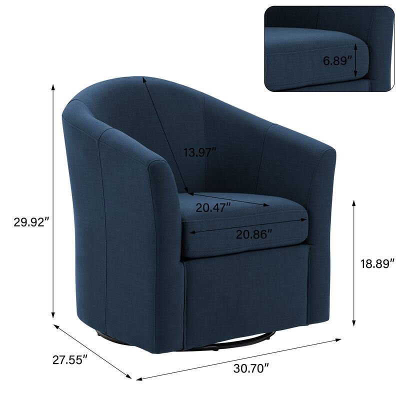 Linen Armchair Swivel Barrel Accent Chairs for Living Room