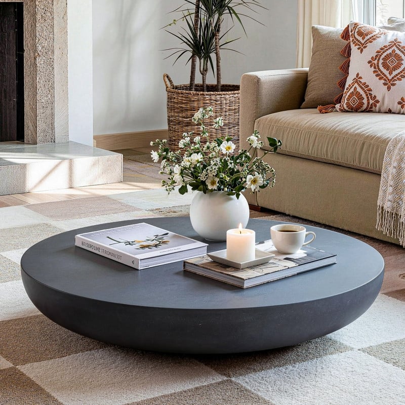 40" Minimalist Round Magnesium Oxide Coffee Table