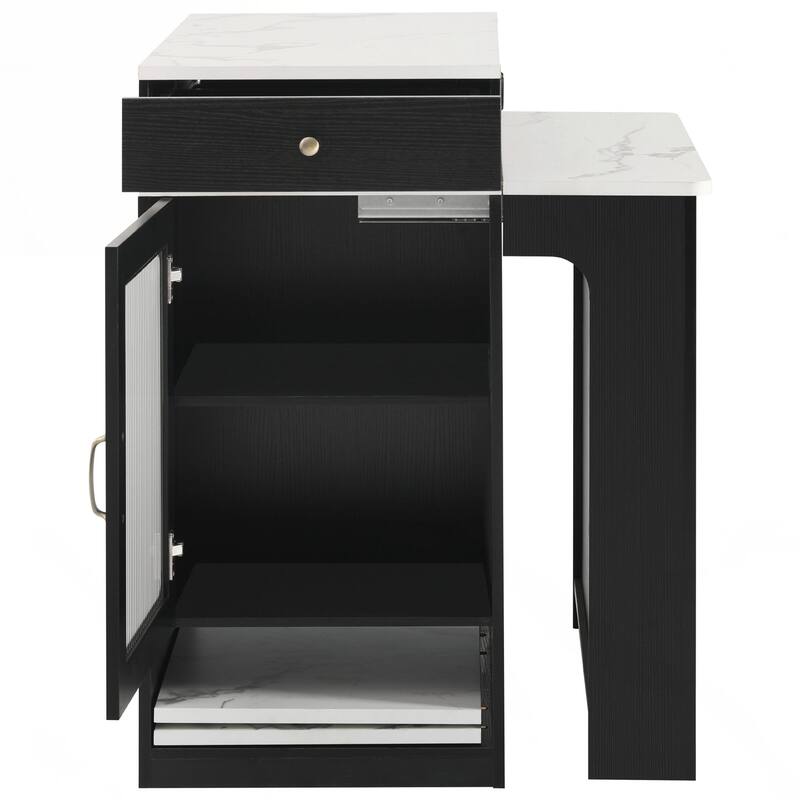 Kitchen Storage Table with Double-sided Storage, Kitchen Island with 2 Drawers