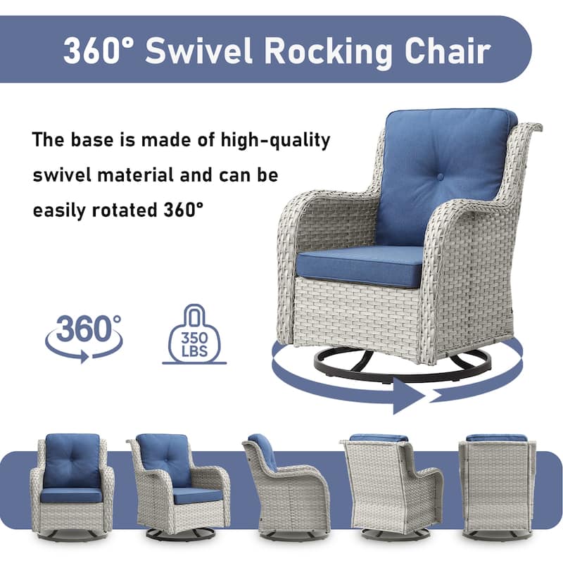 Pocassy Outdoor Swivel Chairs with 4 Inch Cushion