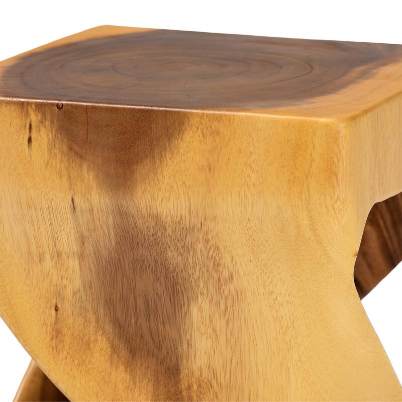 Rapha Hand-carved Suar Wood Side Table - Sculptural Accent Table with Twist Design, Modern Boho Style for Living Room or Bedroom