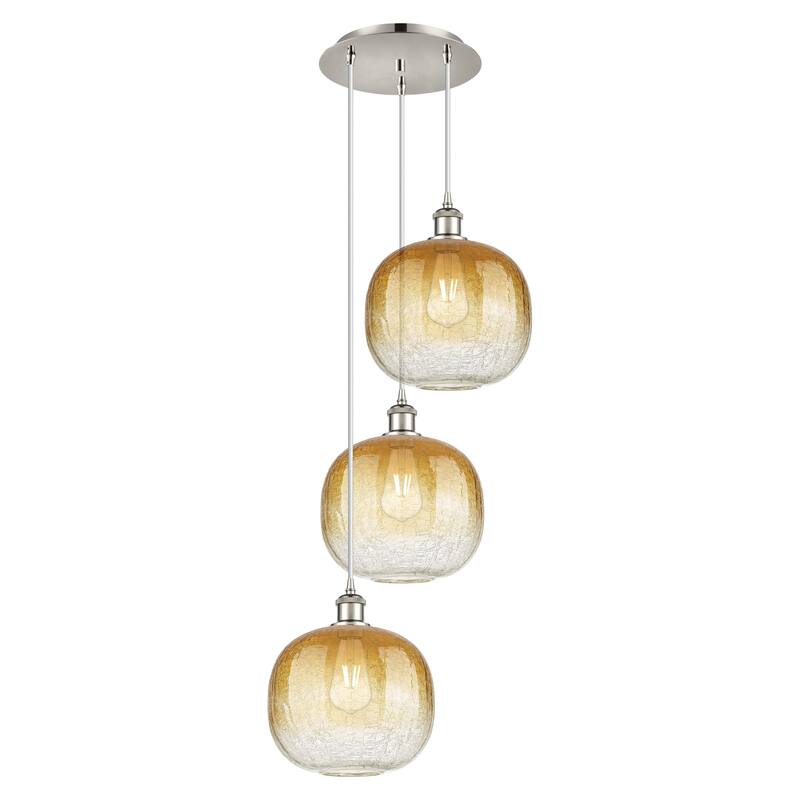 Innovations Lighting Endless Possibilities Ballston - Brookhaven Sphere - 3 Light 17" Cord Hung Multi Pendant - Polished Nickel/Amber