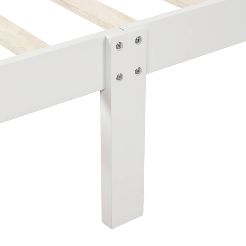 Wood Platform Bed Twin Bed Frame Mattress Foundation with Headboard and Wood Slat