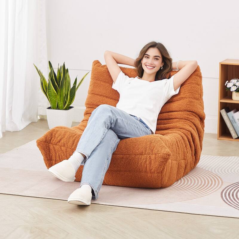 L Shaped Bean Bag Chair with Armrests and Storage Pocket - 38.98 x 36.22 x 28.35 inches