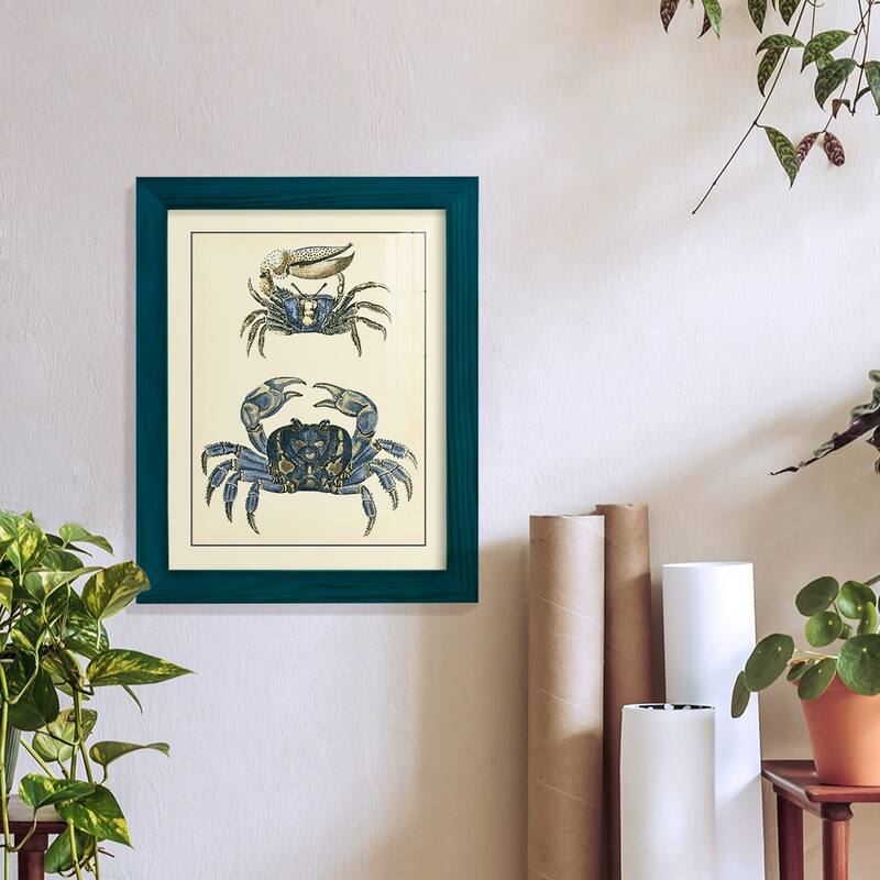 Antique Blue Crabs II -Framed Print w/glass-Cherry Red