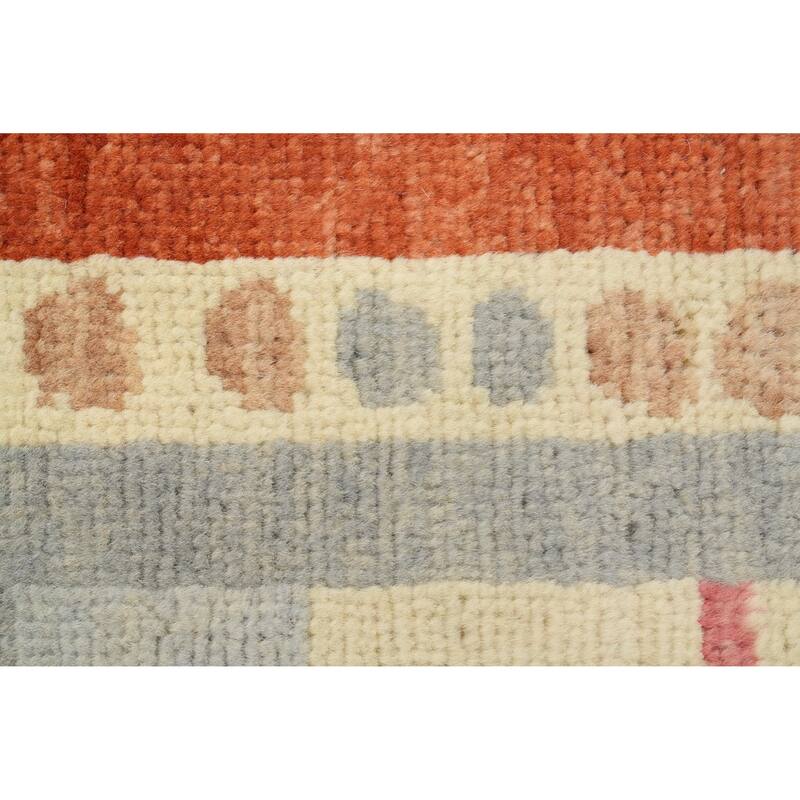 Hand Knotted Oriental 100% Wool Carpet Modern Geometric Beige & Ivories Gabbeh Area Rug - 11' 10'' X 9' 2''