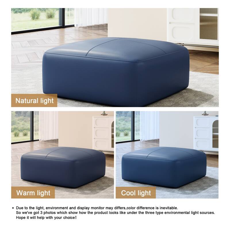 Elliot 22"/ 35"/ 43" W Modern Rectangular Genuine Leather Ottoman