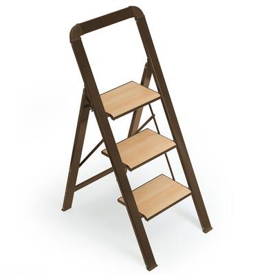 Aluminium Lightweight Folding 3 Step Ladder with Anti-Slip Pedal