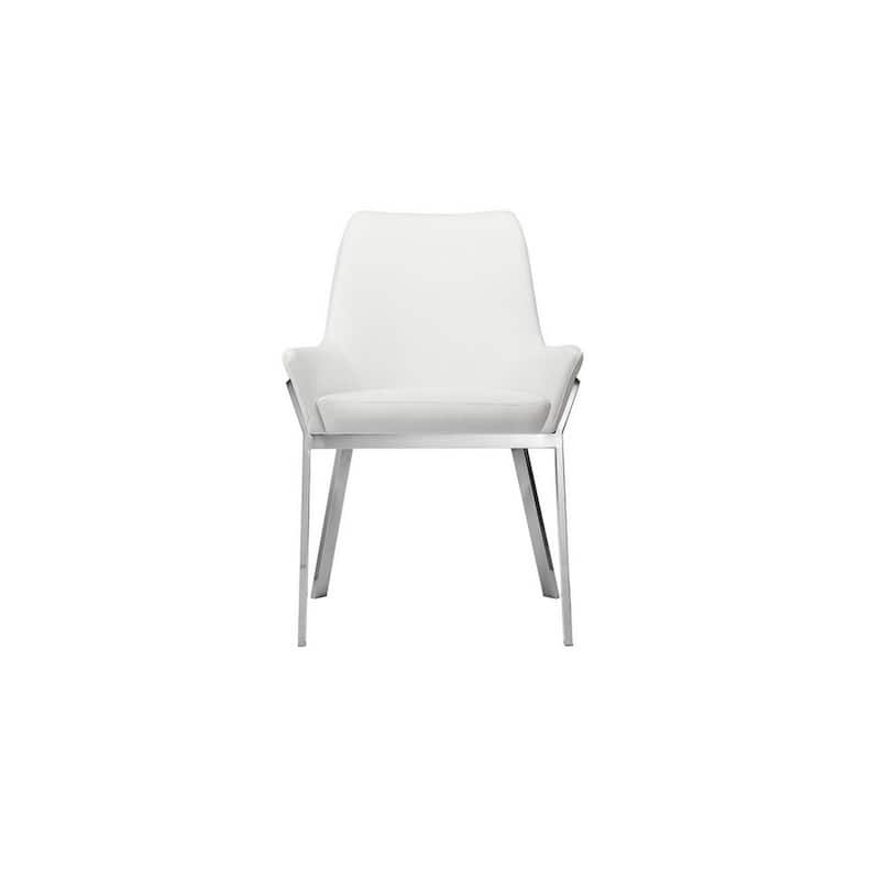 Silver/White Faux Leather Upholstered Metal Frame Dining Chair, Set of 2, Sturdy Dining Chair for Dining Rooms - 21.75