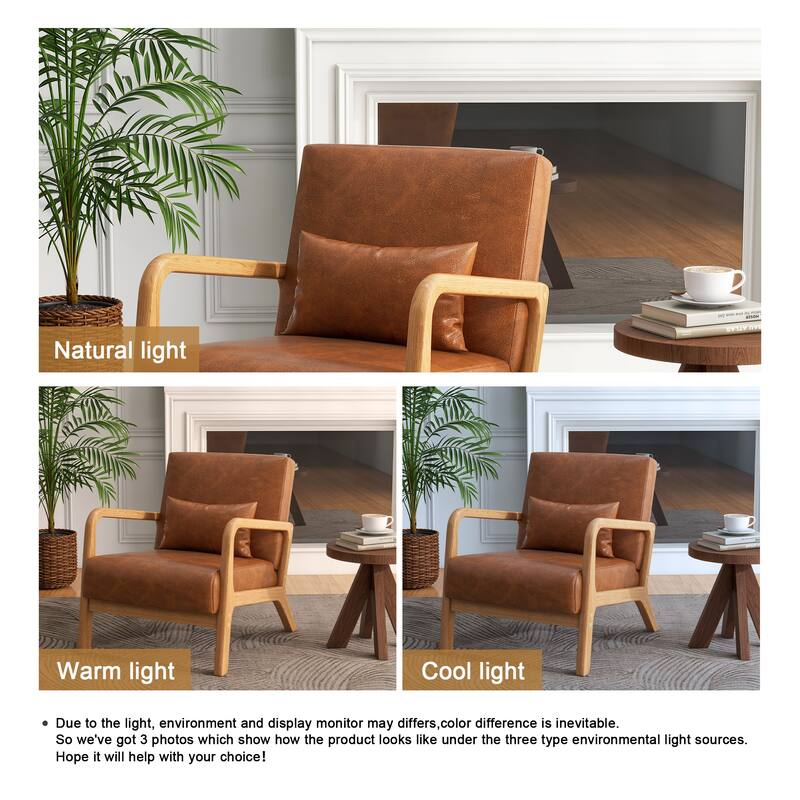 Mid Century Modern Upholstered Accent Chair with Pillow