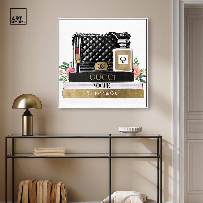Luxury Paris Handbag and Books Canvas by Art Remedy