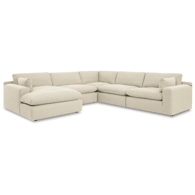 Signature Design by Ashley Elyza Ivory 5-Piece Sectional with Chaise - 135"W x 135"D x 36"H