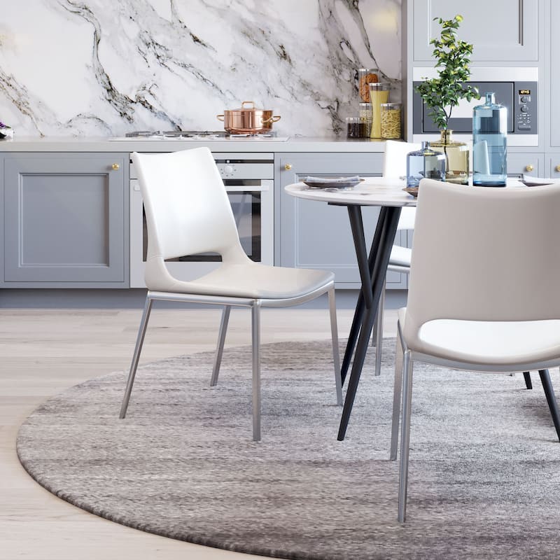 Dining Chair (Set of 2) - 21.3" W x 22.2" D x 35" H - White, Silver