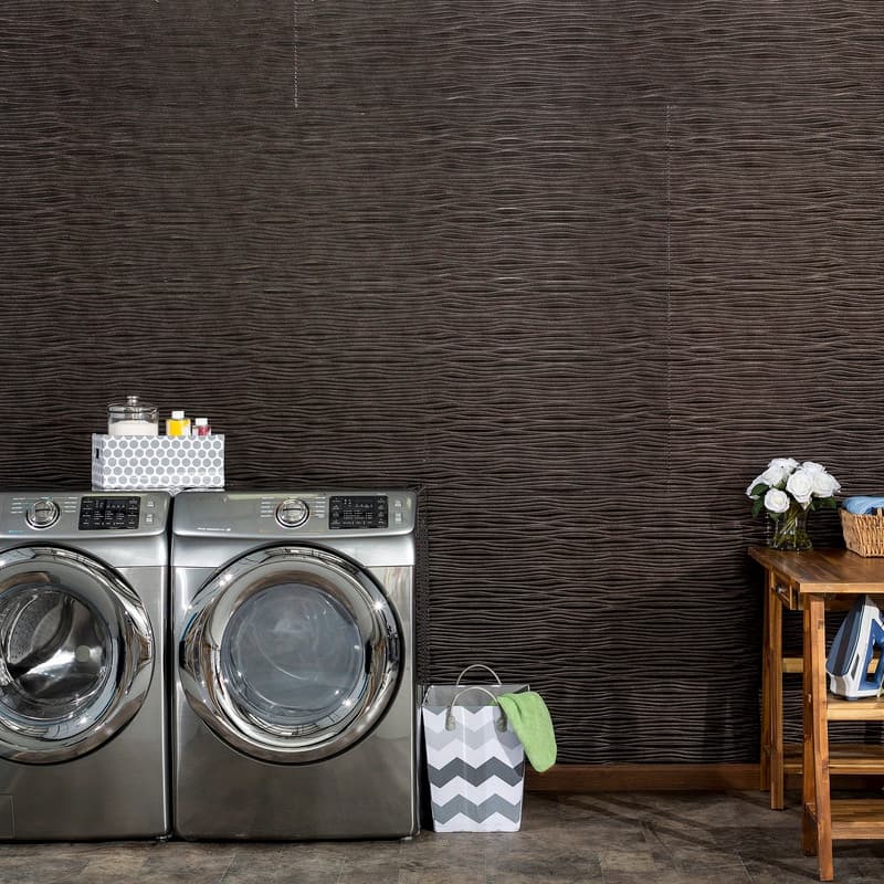 FASÄDE Waves Horizontal 4-foot x 8-foot PVC Wall Panel in Smoked Pewter