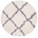 preview thumbnail 102 of 162, SAFAVIEH Dallas Shag Giusy Trellis 1.5-inch Thick Rug 6' Round - Ivory/Grey - Round