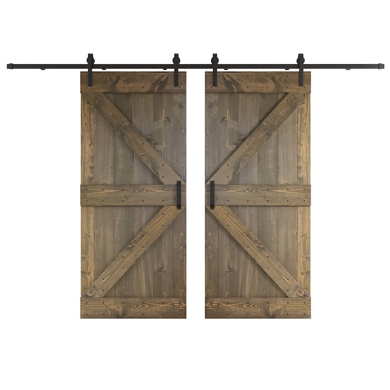 Coast Sequoia 48in/60in/72in/76in/84in x 84in K Series Pine Wood Double Sliding Barn Door With Hardware Kit