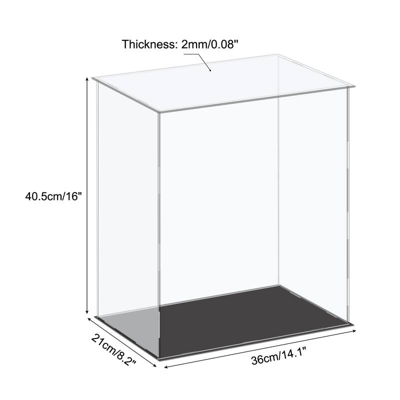 Acrylic Display Case Plastic Box Cube Storage Small Assemble Showcase - 14.1x8.2x16 Inch
