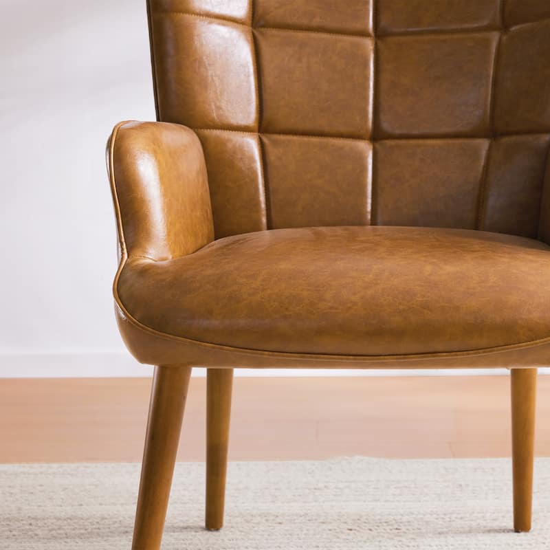 HUIMO High-back Accent Chair Modern Wing Back Chair-Faux Leather