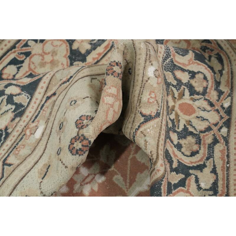 Hand Knotted Oriental 100% Wool Carpet Traditional Floral Oranges & Rust Kerman Area Rug - 9' 6'' X 6' 6''