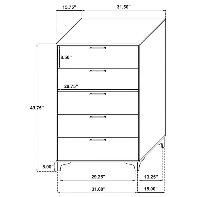 Kendall Modern Classic Wood 5-drawer Bedroom Chest
