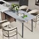 Minimalist Dining Table with Rectangular Sintered Stone and Tempered Glass Tabletop, Big Robust Aluminum Legs - 64" W x 32" D x 31.2" H