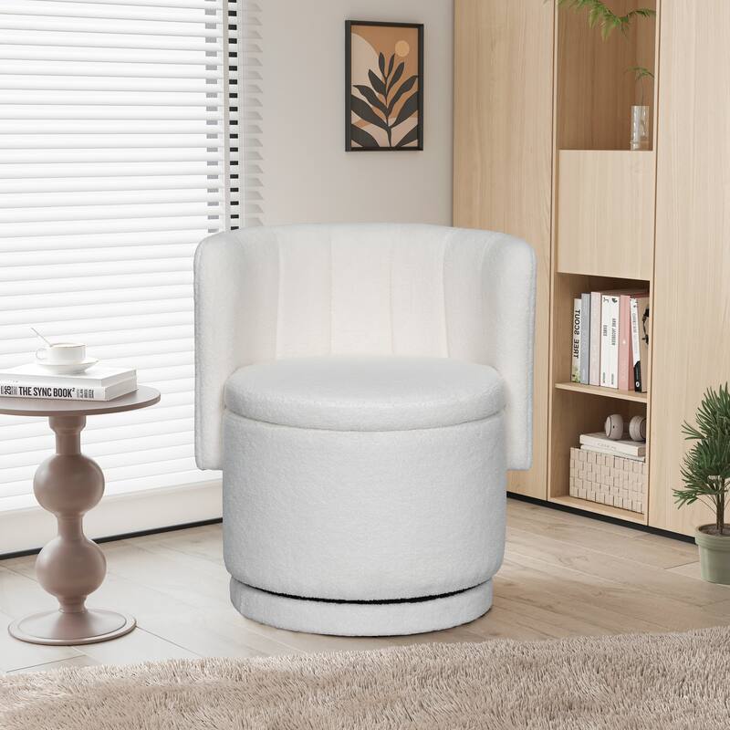 Boucle Fabric Swivel Accent Chair wStorage Space,for Living Room,Gray