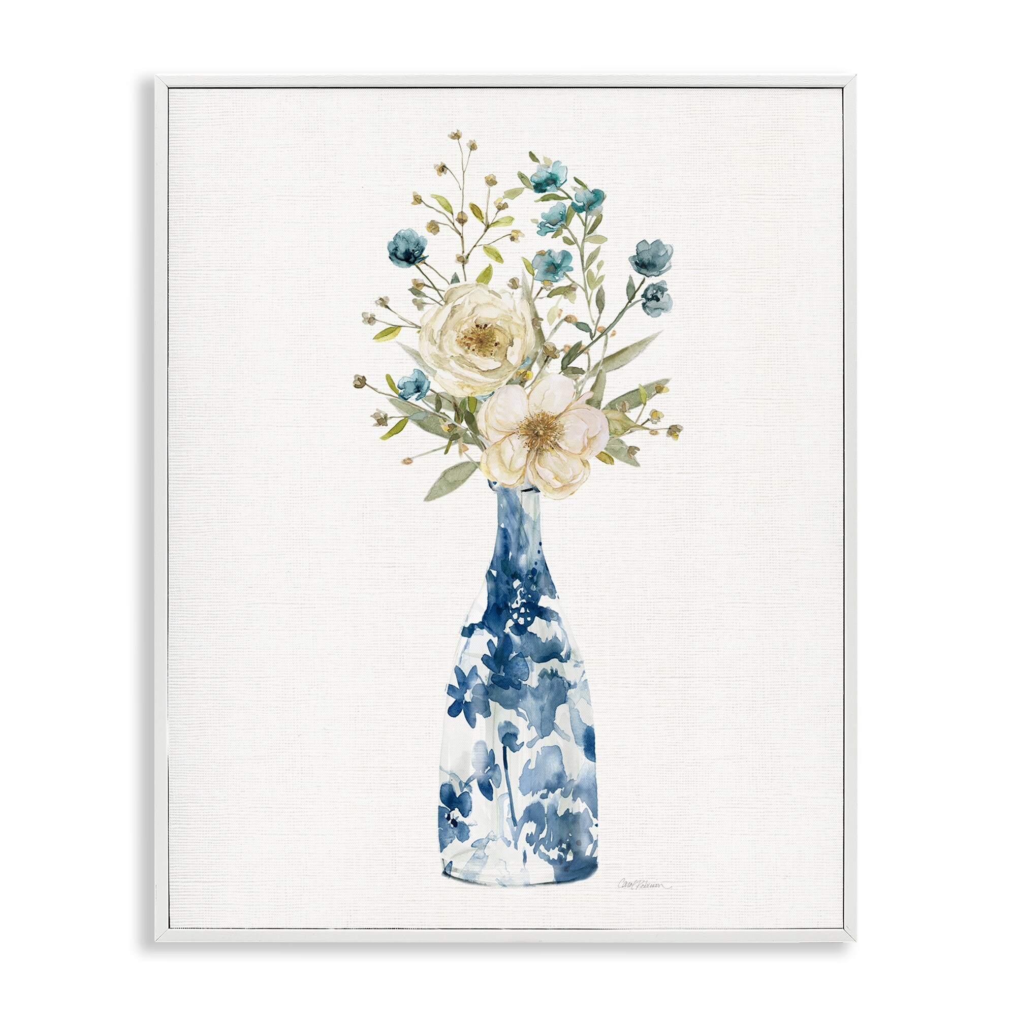 Stupell Chinoiserie Blooms White Flowers Framed Giclee Art Design By Carol Robinson