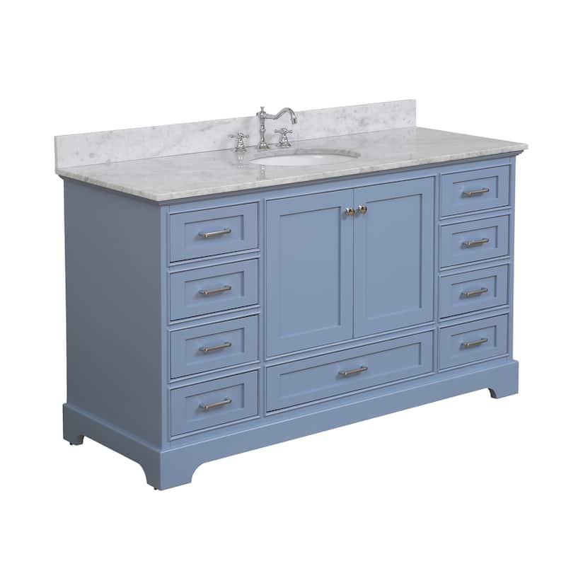 KitchenBathCollection Harper 60" Single Bathroom Vanity with Carrara Marble Top