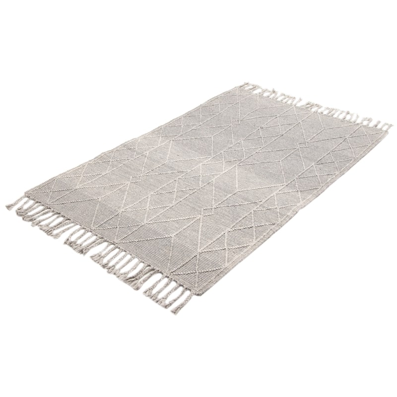 ECARPETGALLERY Braid weave Sienna Grey Wool Rug - 5'0 x 7'11