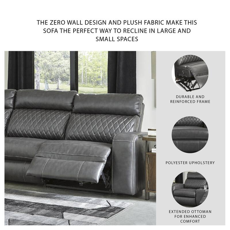 Signature Design by Ashley Samperstone Gray 3-Piece Power Reclining Sectional Sofa - 113"W x 38"D x 41"H