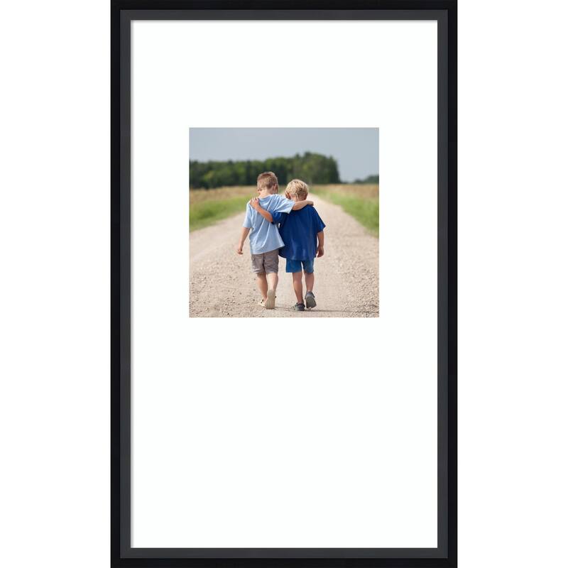 Lucie Black Framed Picture Frame, Photo Frame - 13x22 Matted White 8x8 - Lucie Black
