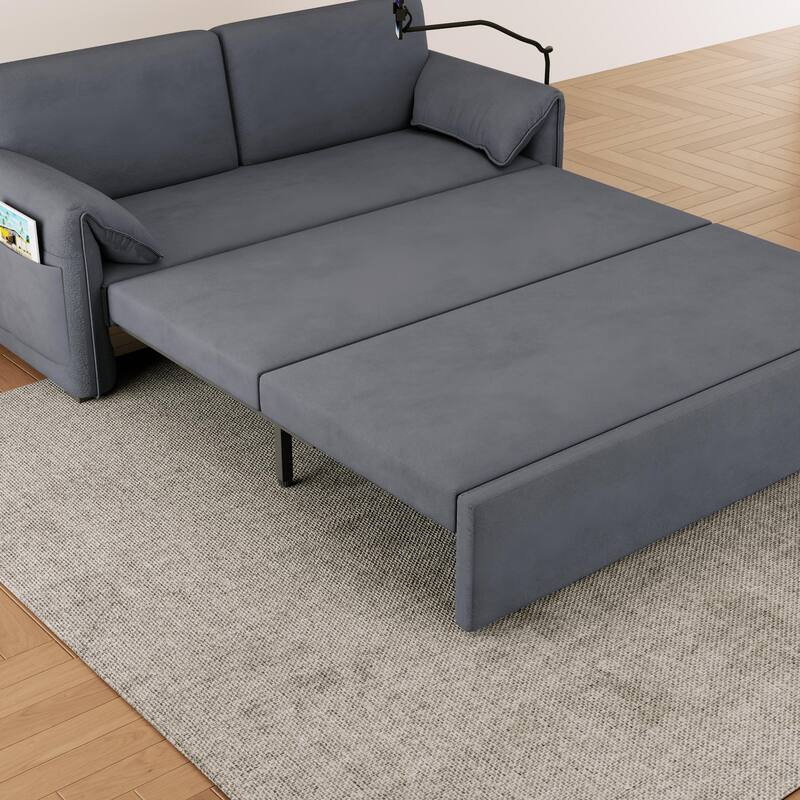 Convertible 63-inch Velvet Sofa Bed with Three Adjustable Modes - Comfortable Sofa, Lounge, and Double Bed for Home or Office