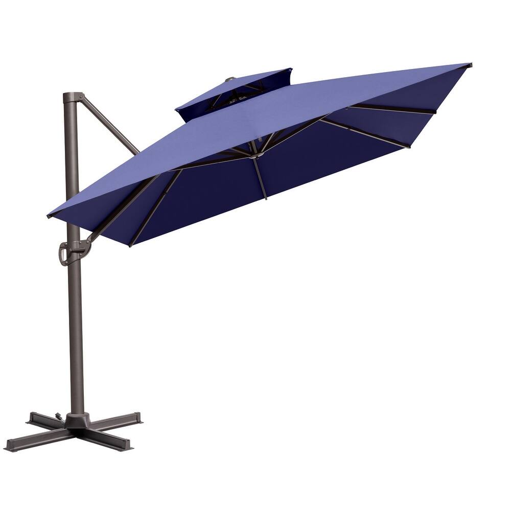 10 x 13 ft Double Top 360 Degrees Rotation Outdoor Patio Cantilever Offset Umbrella