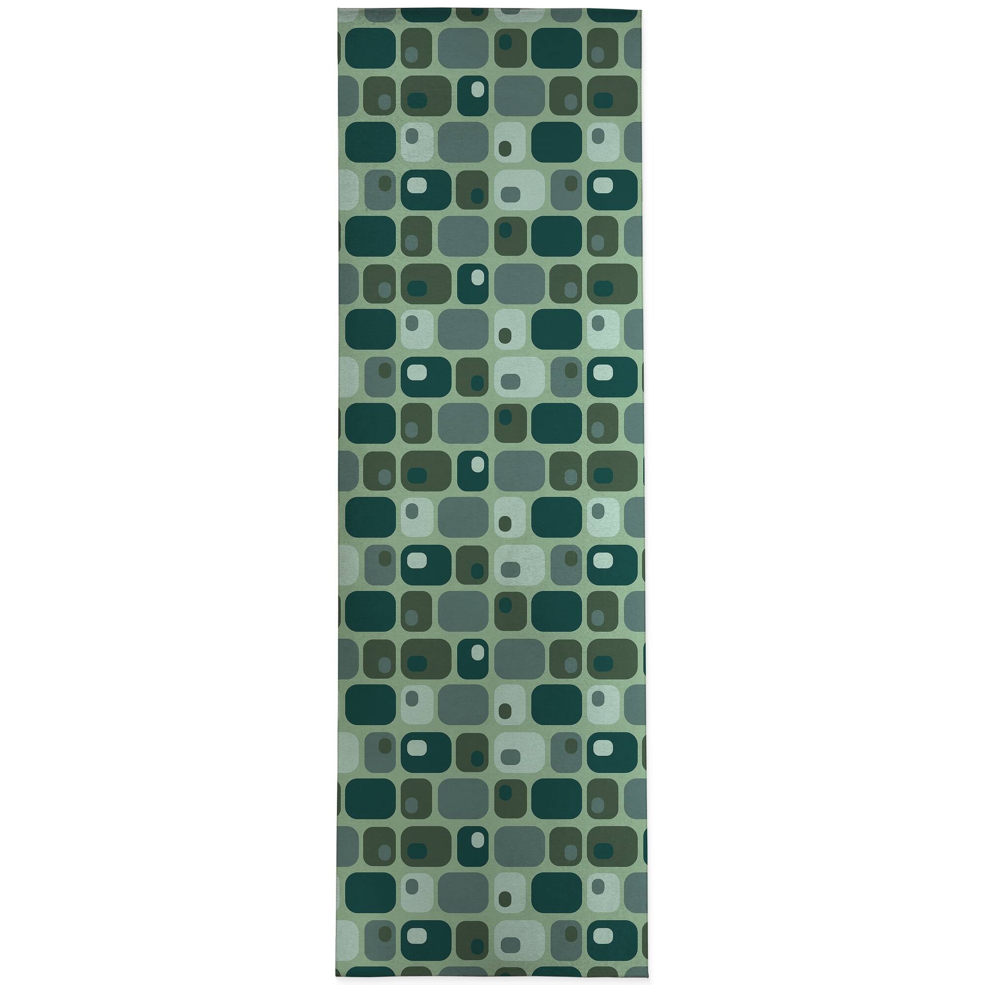ROUNDED RECTANGLES LIGHT GREEN Kitchen Mat By Becky Bailey Bed Bath